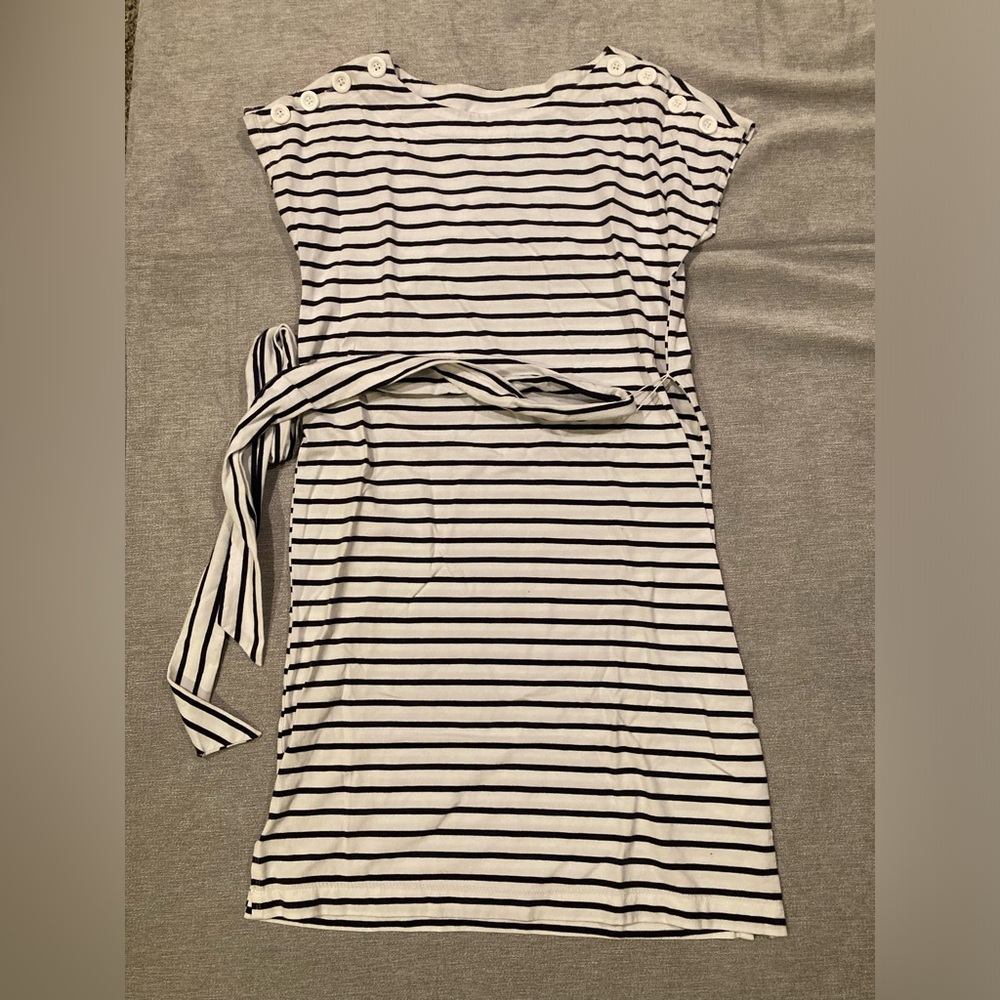 Maternity small white/navy stripe dress like new, Motherhood Maternity